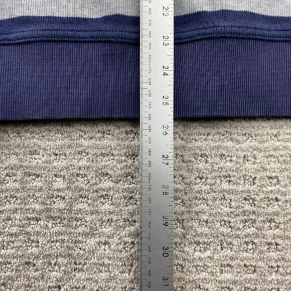 Tommy Hilfiger Sweater Men Medium M Navy Blue Gray Stripe Knit 1/4 Button Casual - Picture 11 of 11